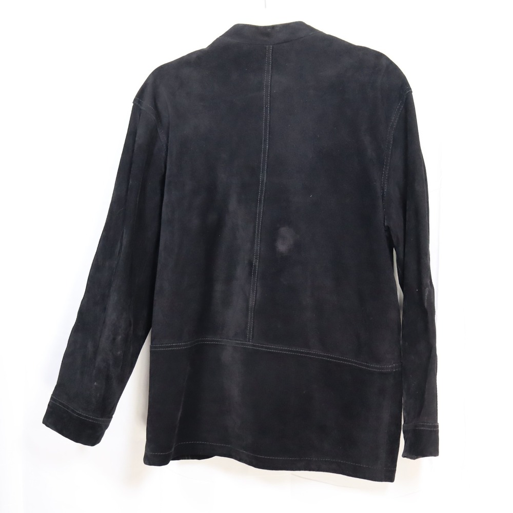 Vintage Imperial Suede Leather Jacket 42 Black Womens Zip Up Moto Outerwear - Picture 2 of 4